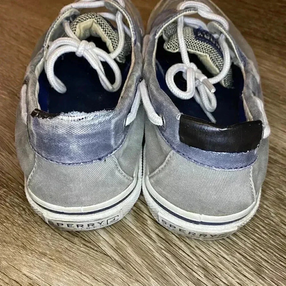 Mens Grey and Blue Sperry Boat Shoes - 9 - Picture 4 of 10